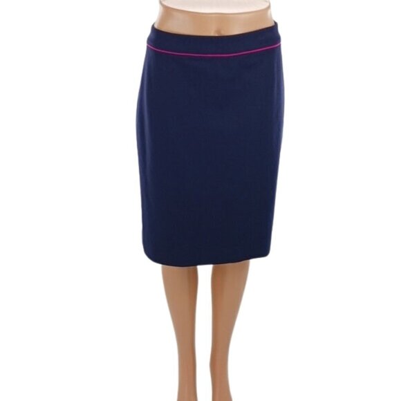 Boden Womens Size 10 Navy Pencil Skirt Pink Trim Work Office Career Chic - Picture 1 of 4